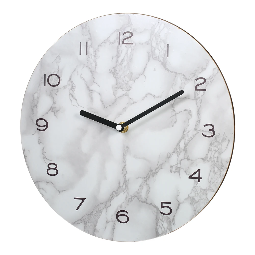 Marbled Effect Wall Clock Home Decoration Neat Precise Hanging Timer 2018 Rounded Morden Design Easy to Install | Дом и сад