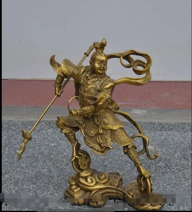 wang6710915++China Brass Warrior Nezha Na Zha Third Prince Nalakuvara On Hot Wheels Statue | Дом и сад