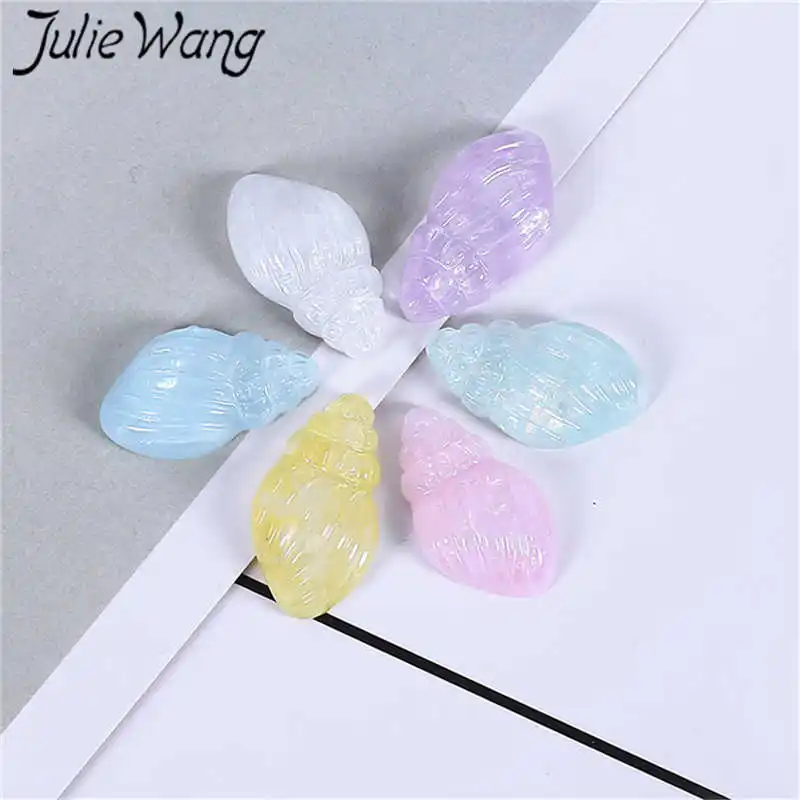 

Julie Wang 20PCS Resin Conch Charms Mixed Colors Slime Sea Beach Pendants Jewelry Making Accessory Home Table Decor Props