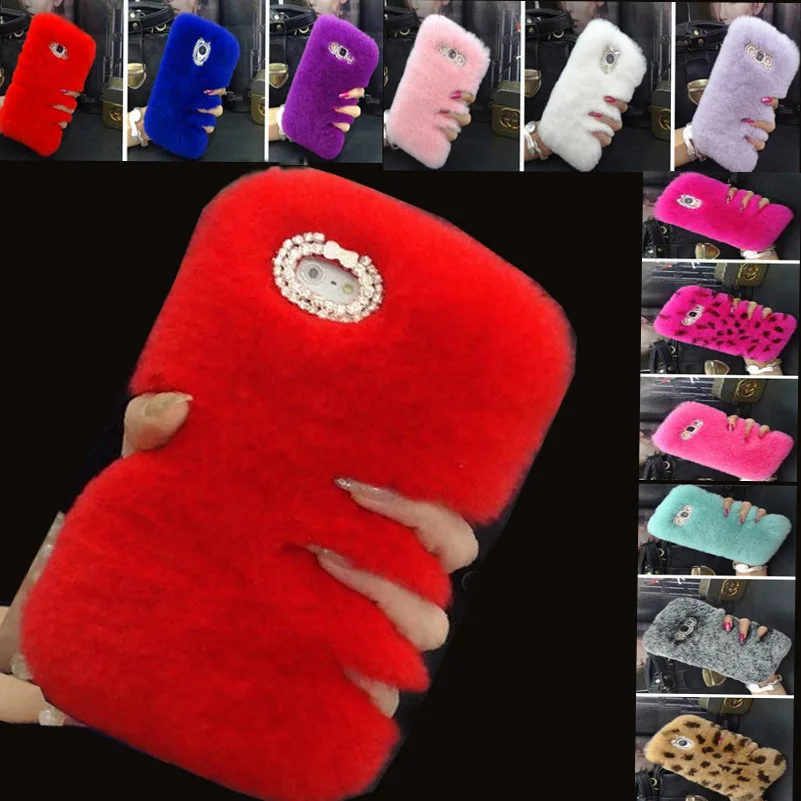 Новый 2017 Теплый Пушистый Вилли Меха Плюшевые Bling Розовый Case Cover для Nokia x Коке Fundas