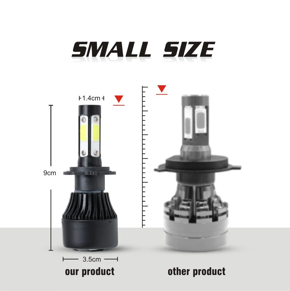 4 стороны люмен COB 100W 12000lm светодиодный лампы H4 H7 H11 H13 HB3 9005 HB4 9006 9004 9007 Автомобильная