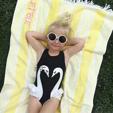 Купальный костюм для маленьких девочек, коллекция года, Раздельный женский купальник с лебедем для девочек, одежда для плавания для девочек от 0 до 6, 9, 18, 24 месяцев, 1 год