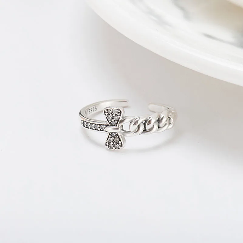 BUDONG Винтажное кольцо из стерлингового серебра 925 пробы, очаровательное блестящее стакгируемое кольцо на палец, милое Оригинальное свадебное обручальное ювелирное изделие XURT185