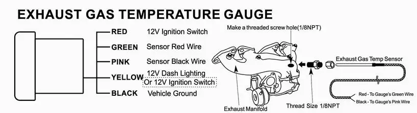Авто 12 в 52 мм/" 7 цветов Универсальный датчик температуры выхлопных газов Ext измеритель температуры EGT с датчиком и держателем AD-GA52EGT