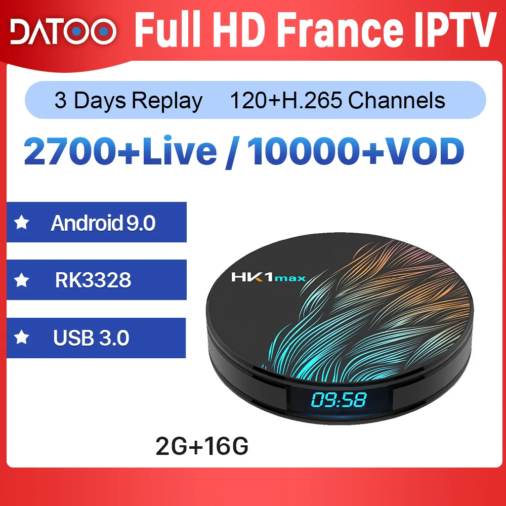

IPTV France Italia Arabic IP TV Spain Portugal Turkey DATOO HK1 MAX Android 9.0 2G+16G IPTV Subscription 1 Year Code IPTV France