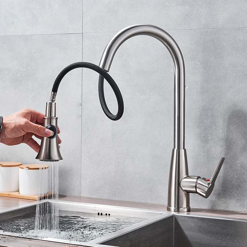 quyanre gappo wanfan brushed nickel sensor kitchen faucet touchless no touch sense kitchen faucet with pull out spray smart kitchen faucet1