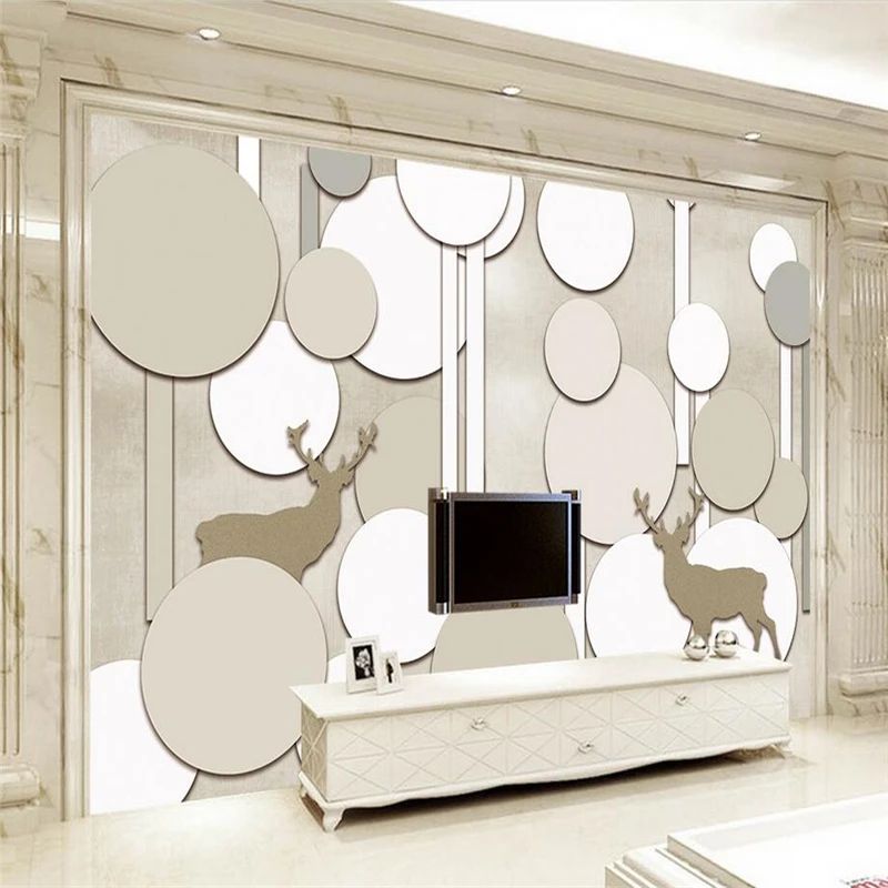 

Wallpapers Youman Custom Photo Wallpaper 3d Circle Sika Deer Wafer 3d Room Wallpaper Embossed Non-Woven Bedroom Mural Kitchen