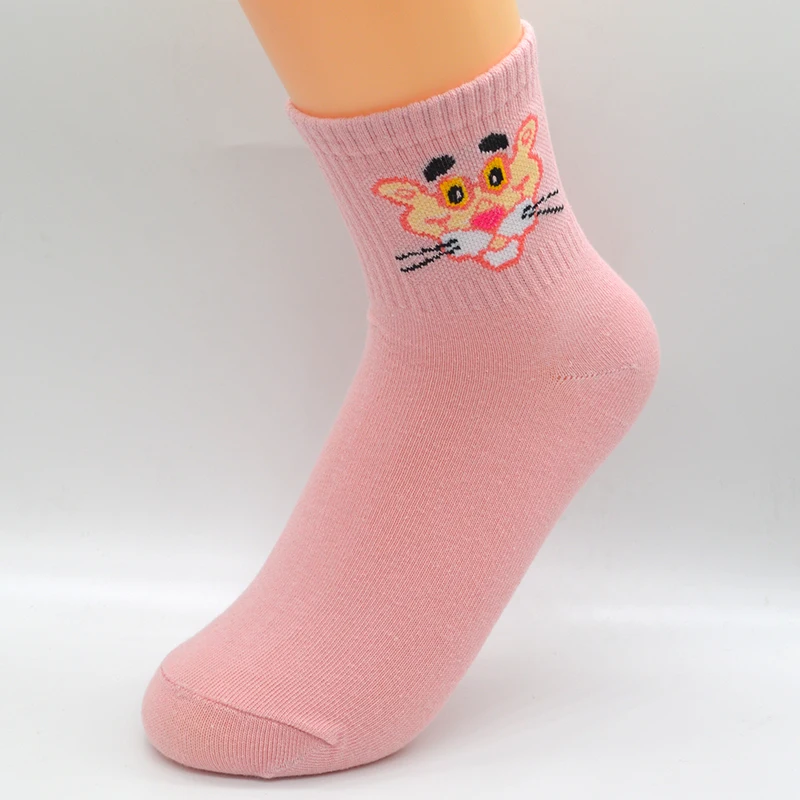 1 Pair Cute Cartoon Animals Women Socks White/Pink/Grey Cotton Harajuku Kawaii Fashion Girls Short Funny Socks