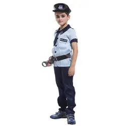 Хэллоуин полицейский Детские костюмы Детская стоимость карнавал Пурим вечерние нарядное платье полицейский для мальчиков Косплэй