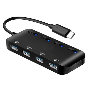 

VONETS 4 in 1 Portable Slim High Speed Type C Concentrator Adapter Splitter Hub for Laptop PC Computer Notebook Accessories