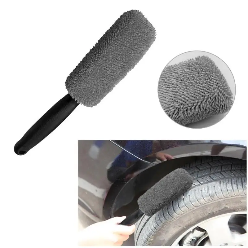 1Pcs Microfiber Car Wheel Rim Brush Plastic Handle Cleaning Brush