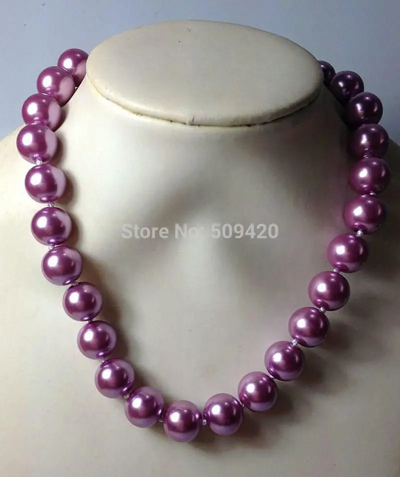 

WholesalePretty purple 14mm ocean shell pearl necklace 18''