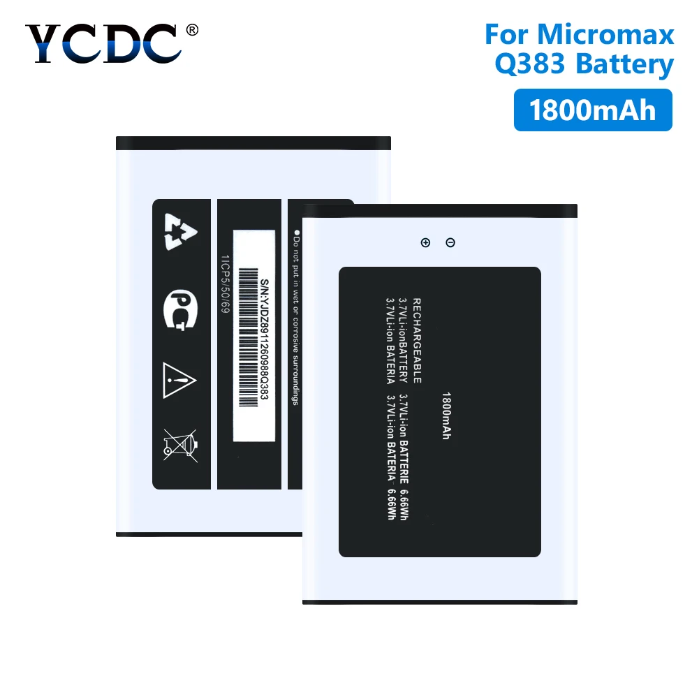 

High Quality 1800mAh Lithium Li-ion Battery For Micromax Q383 Mobile Phone High Quality Real capacity Internal Phone Bateria