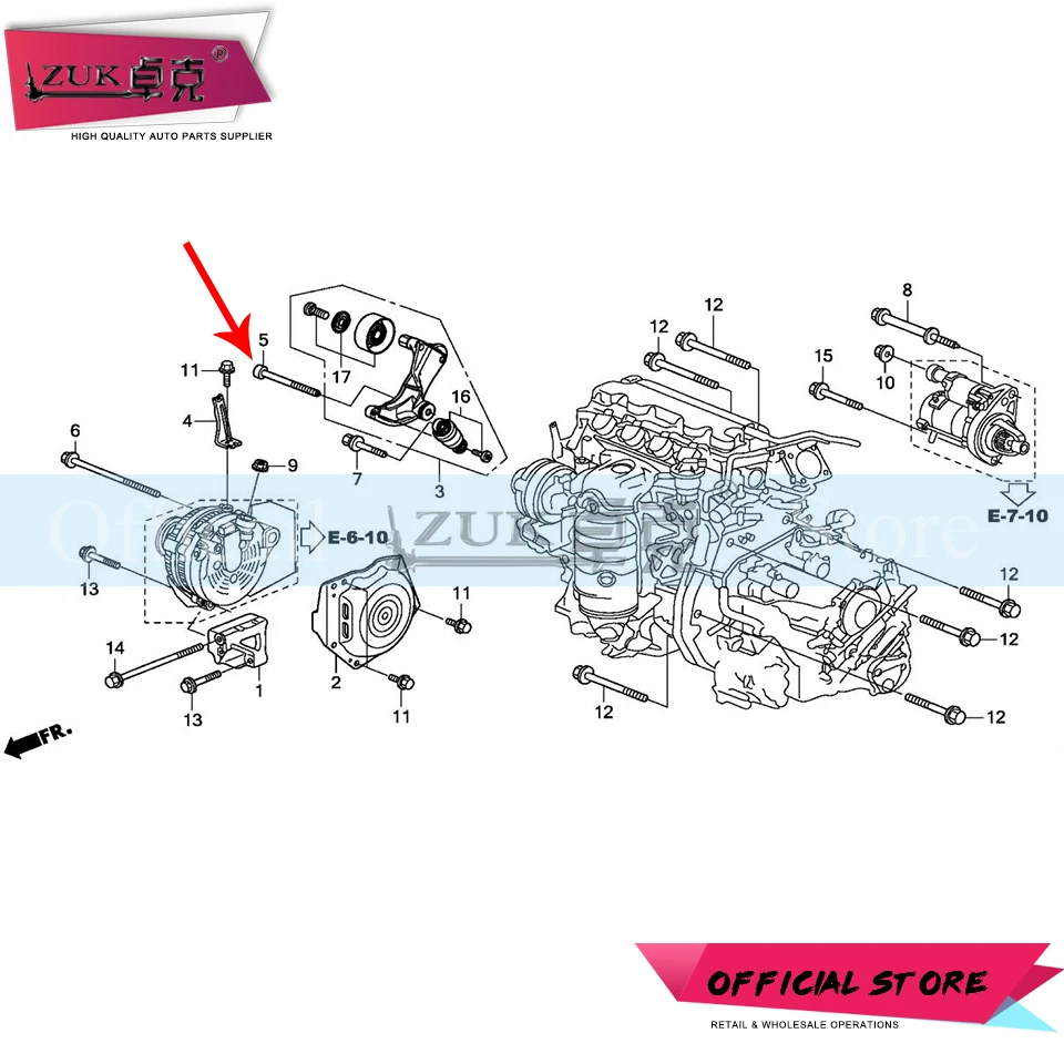 ZUK Универсальный натяжитель ремня затягивающий Болт 10x59 для Honda Accord Civic CRV Odyssey vezel HRV CITY FIT JAZZ TL MDX RLX