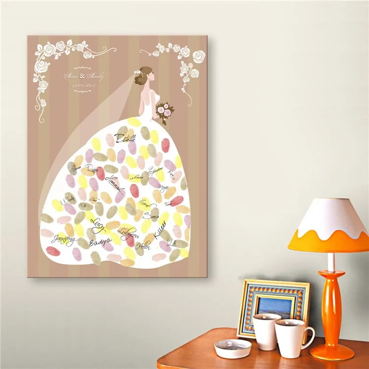 Personalized Fingerprint Wedding Guest Book Tree Alternatives Wedding Fingerprint Tree Guest Book DIY Wedding Signature Book (7)