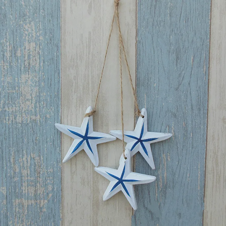 3 шт./лот, средиземноморская Морская звезда, Морской Декор, подвесные украшения, деревянные рыбки/декорированная морская подвеска, украшение для дома MP 013