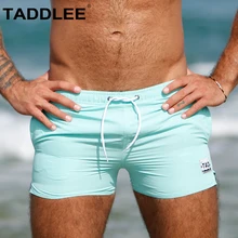 Бренд Taddlee, сексуальные мужские пляжные шорты, боксеры, Шорты для плавания, одноцветные Шорты для плавания, быстросохнущие, для серфинга, Длинная пляжная одежда