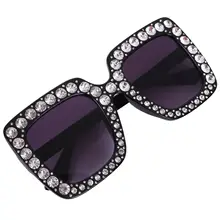 Роскошные женские негабаритные квадратные алмазные рамки зеркало для женщин S17073 черный