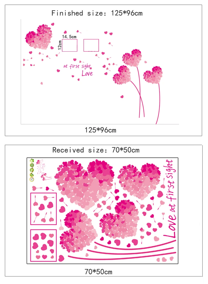125*96 см фоторамка Любовь цветок наклейки на стену Розовый Синий Зеленый Оранжевый Фиолетовый Сделай Сам стены художественные наклейки украшения романтический домашний декор