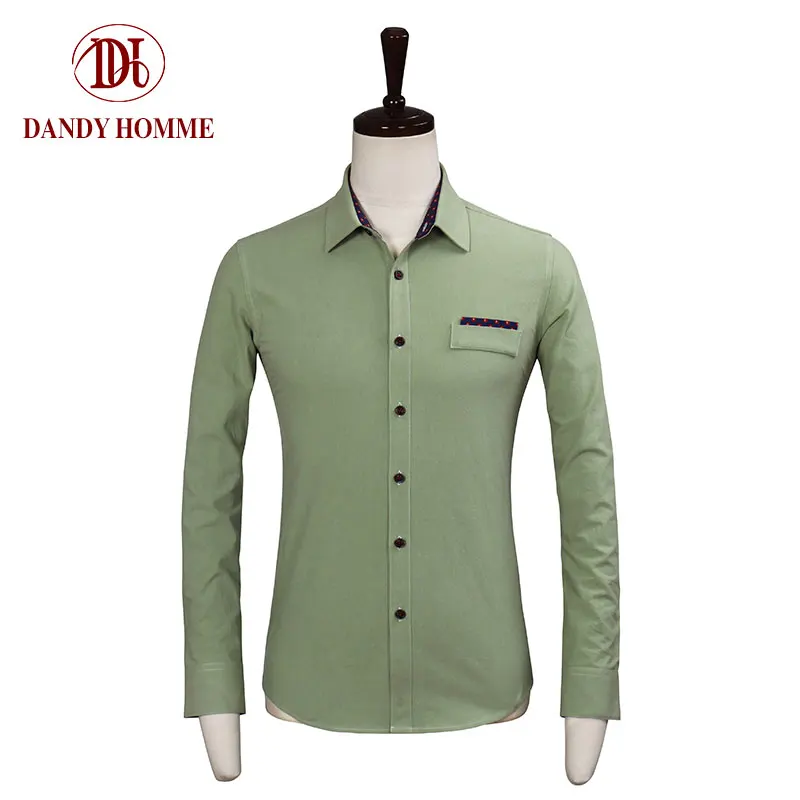 DANDY HOMME2016fashion брендовая одежда хлопок мужские рубашки с длинными рукавами однотонные повседневные приталенные мужские рубашки однобортный карман