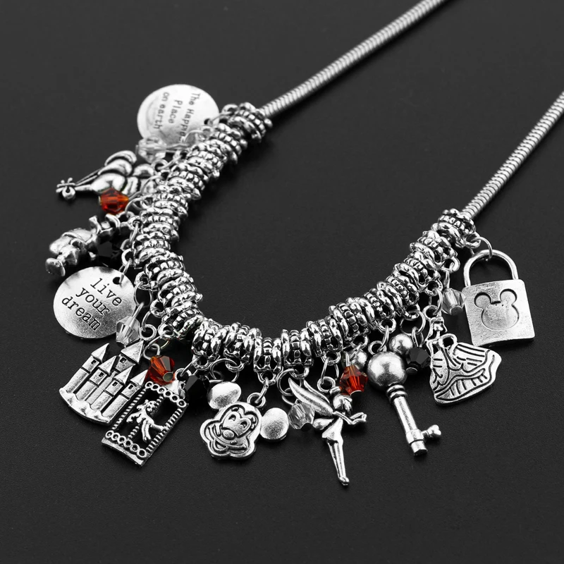 

Princess Rapunzel Tangled Charm Necklace Key Choker Statement Necklace Crystal Bead Pendant Necklace For Women Girl Gift