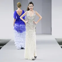 Пол-длина полный BlingBling бисер Сексуальная звезда полный платье вечернее платье коктейльное платье ночные развлечения представительское платье банкет