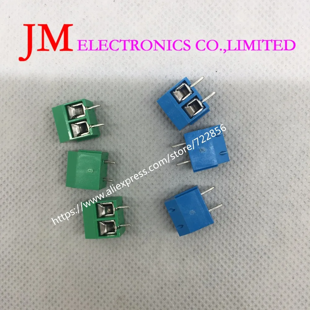 20 шт./лот KF301 2P 3 P 5.0 винт 2Pin 3Pin 5 0 мм прямой вывод pcb Винтовые клеммы разъема синего и