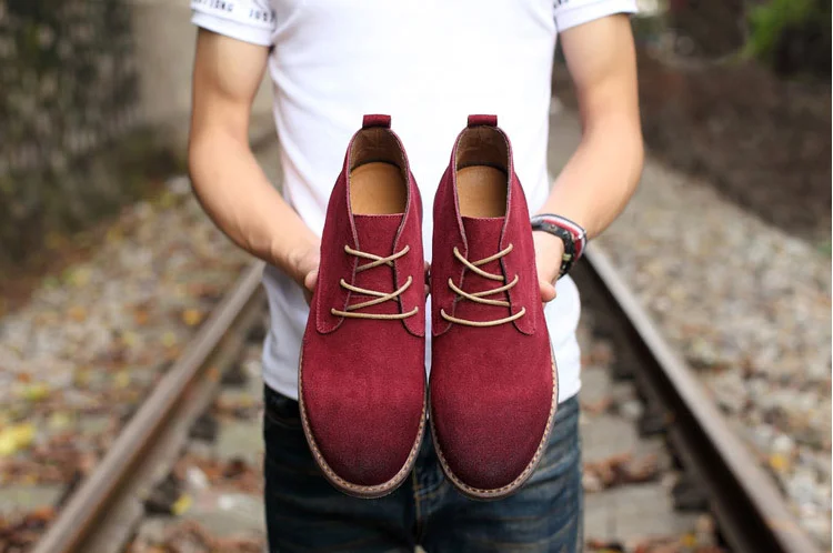 

Classic Genuine Leather Tooling Boots Crazy Horse Leather Martin Boots Men Fashion Desert Boots Popular High Top Leather Shoes