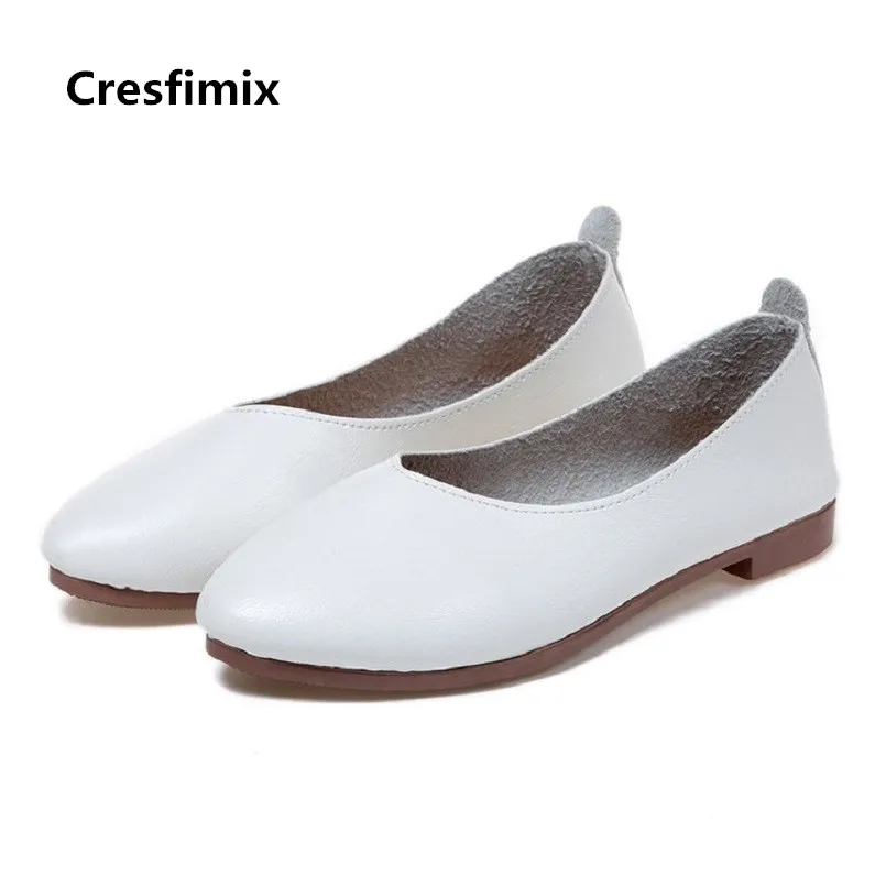 Cresfimix chaussures плиты Женская мода из мягкой pu искусственной кожи без шнуровки белый