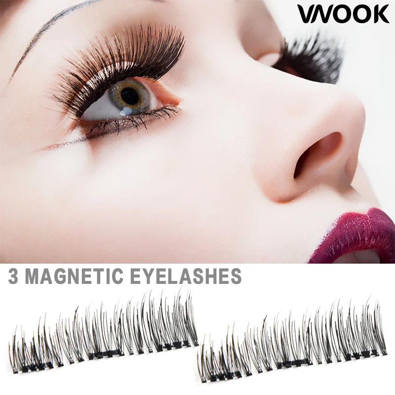 New Three Magnetic False Eyelashes on Magnets Reusable