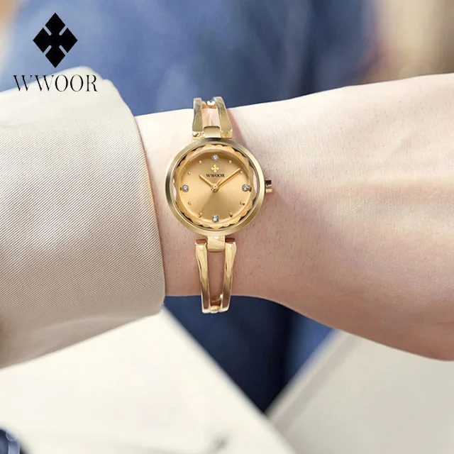Лидер продаж WWOOR лучший бренд класса люкс Super Slim нержавеющая сталь Розовое золото Часы повседневные женские часы Дамы Relogio Feminino 8866