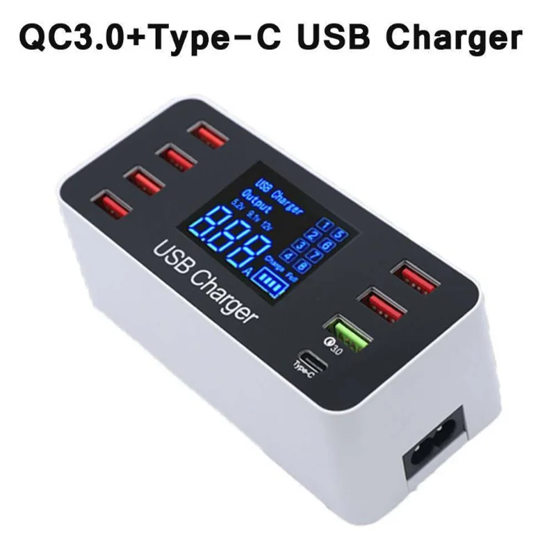 QC3.0 Мульти USB зарядное устройство Тип C 8 портов настенное настольное зарядное устройство Быстрая Зарядка адаптер питания для iphone iPad samsung huawei htc зарядка