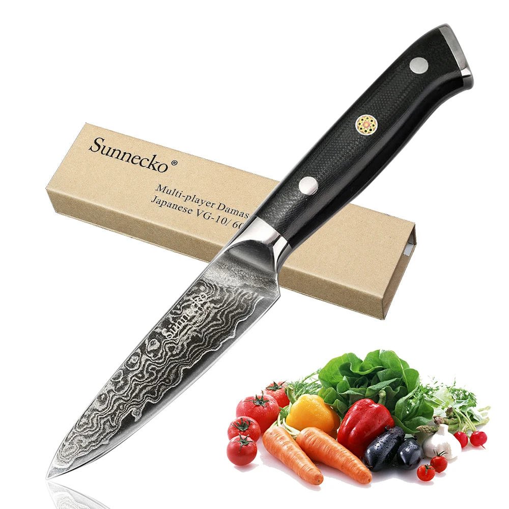SUNNECKO 3.5" Paring Knife 73 Layers High Carbon Japanese Damascus VG10
