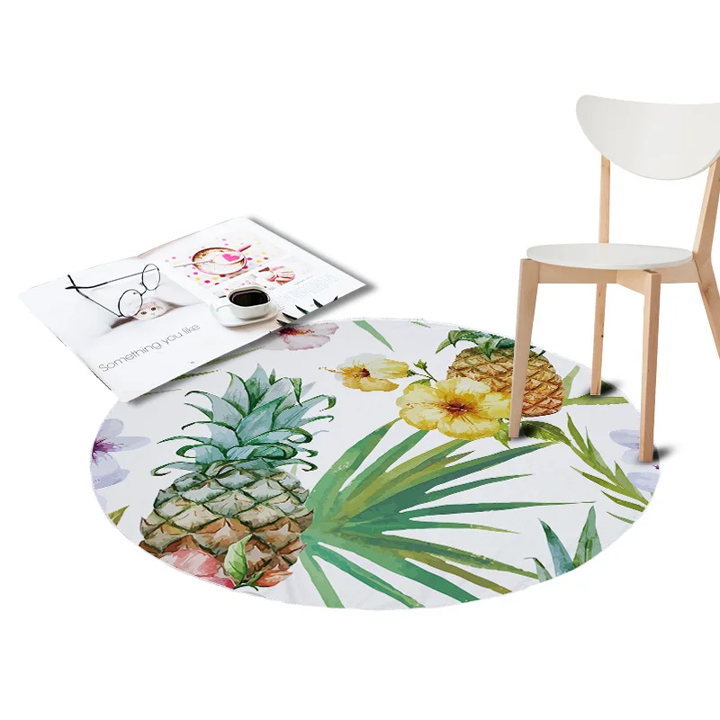 Pineapple Printed Coral Velvet Chair Floor Mats Round Carpets for Living Room Kids Bedroom Play Area Outdoor Rugs Home Textile Pineapple Printed Coral Velvet Chair Floor Mats Round Carpets for Living Room Kids Bedroom Play Area Outdoor Rugs Home Textile