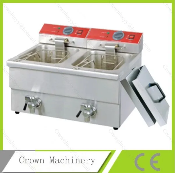 Luxury type Commercial 24L electric double tank deep fryer with drain