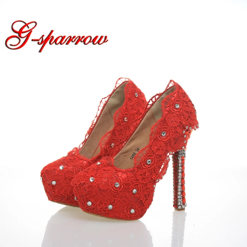 

Red Lace Wedding Shoes for Bride Formal Dress Shoes Fashion Women Platform High Heels Bridesmaid Shoes Mother of Bride Shoes