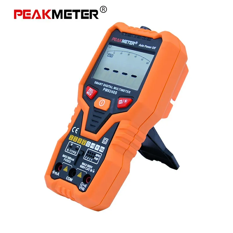 PEAKMETER PM8248S Цифровой мультиметр NCV метр 30~ 1000 Гц Емкость транзистора тестер с удержанием данных подсветка дисплея