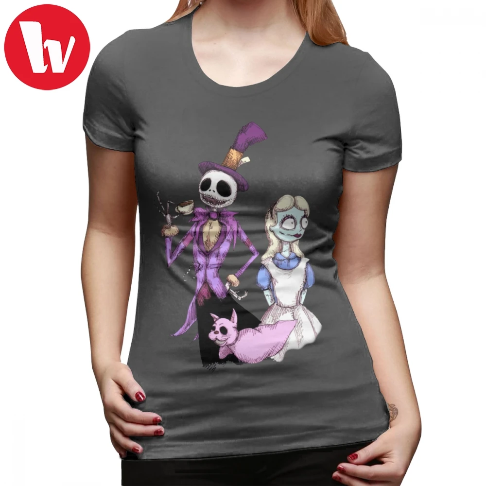 Женская хлопковая футболка с коротким рукавом Jack Skellington кошмаром в стране чудес