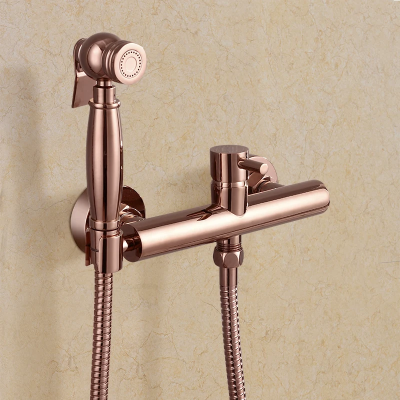 

all copper two holes European style hot and cold mixer bidet spray rose gold Sprayer Shower antique faucet wall mounted