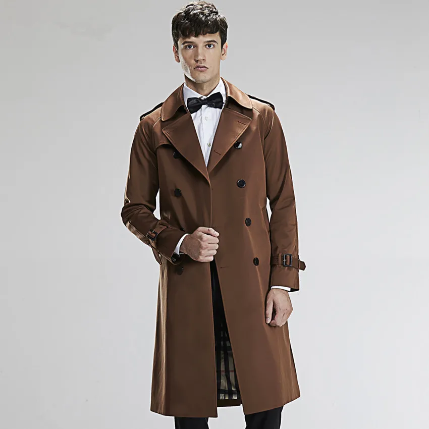 

Spring And Autumn Men's Double Breasted Ultra Long Paragraph Trench Male Trench Tiebelt Trench