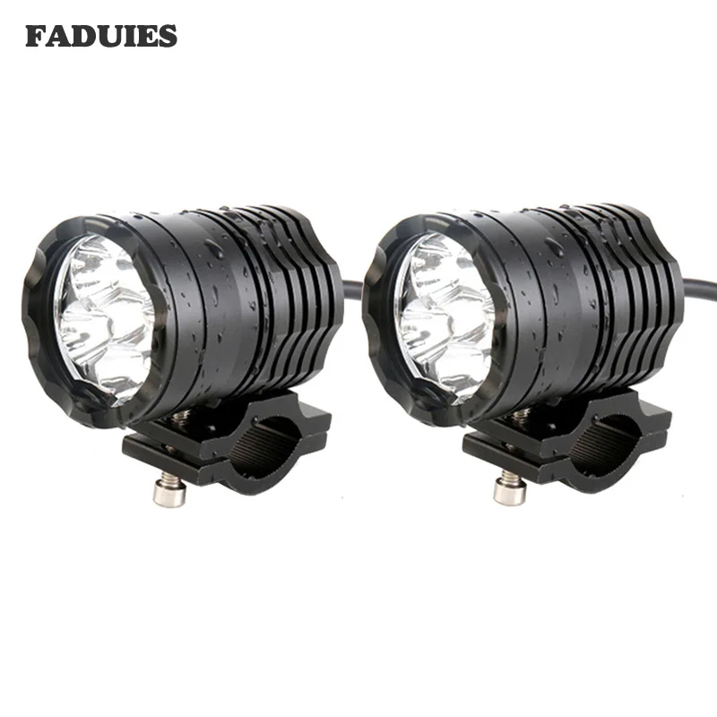 FADUIES Pair 60W Motorcycle Bicycle LED Fog lights Auxiliary driving Lamp Motorbike High Brightness 6000K White +Switch (10)