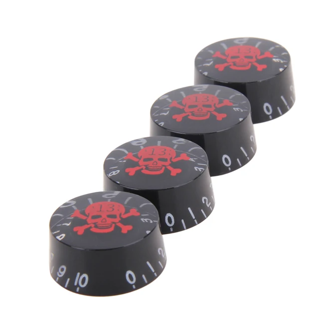 4Pcs Acrylic Skull Head Electric Guitar Knob Tone Volume Cap Control Speed Knobs for Guitar
