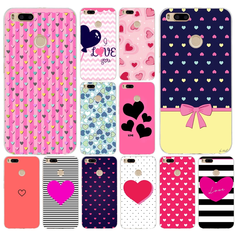 

108A Pink Rose Heart Stripes Silicone Soft Tpu Cover phone Case for xiaomi redmi 4a 6a 4x note 5a pro mi a1