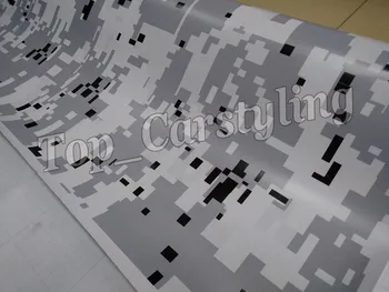 

ubran white Grey Camouflage Car wrap PIXEL Camo Car Sticker pellicola Motorcycle Vehicle Wraps Covering Foil 1.52X10M/20M/ 30M