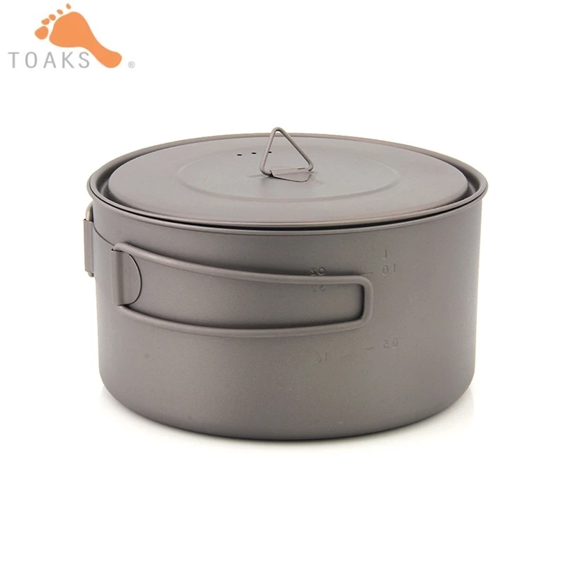 

TOAKS 1350ml Titanium Cooking Pot Kitchen Home Cookware with Cover Food Cooking Equipment Folding Handle Bacteriostatic POT-1350