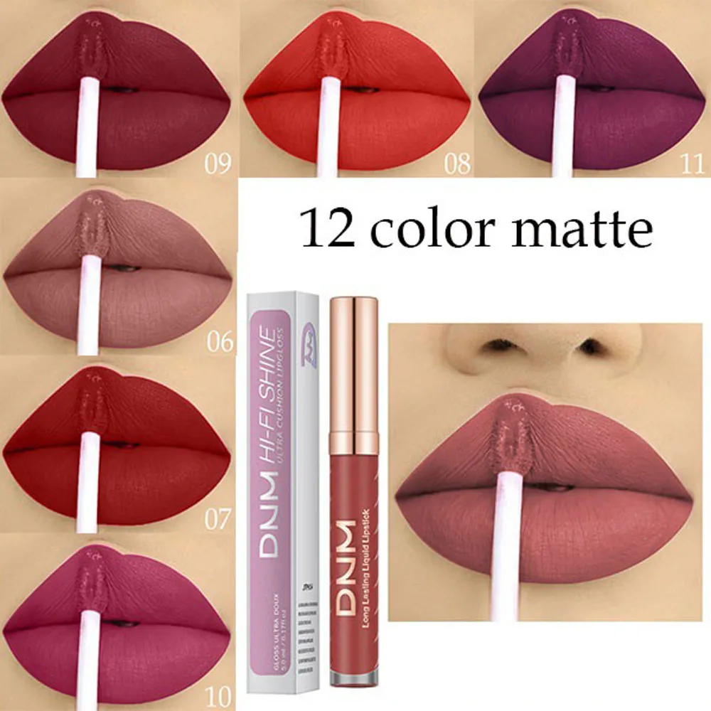 

2019 new 12 color matte non-stick cup thread tube lip glaze long-lasting lipstick waterproof matte liquid lip gloss 50*