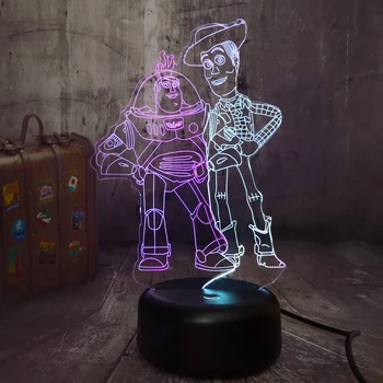 

Toy Story Buzz Lightyear Woody Friends 3D RGB LED Night Light Mixed Dual Color Desk Lamp Home Decor Xmas Present Birthday lamp