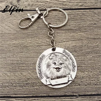 

New Vintage Pomeranian Keychains Antique Silver Plated Pomeranian Key Chains Keyrings Pet Dog Jewellery