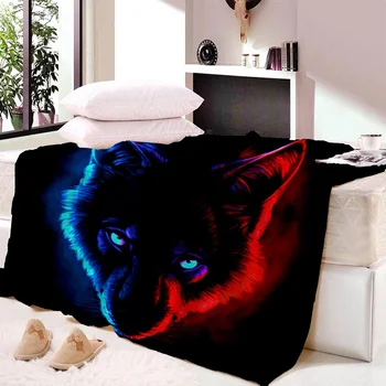 

Wolf Head Wool Plush Blanket Super Comfortable Fabric Thin Blanket Spring and Autumn Shawl Beach Towel Blanket Bed Fluffy