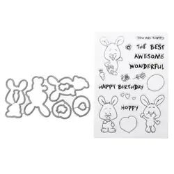 Милый кролик DIY прорезной трафарет для окраски сделать самостоятельно подарок для card making Бумага ремесла тематические приглашения